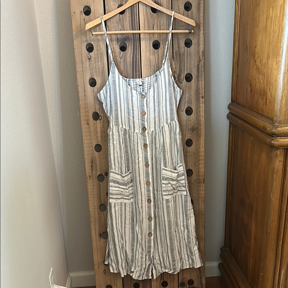 Roxy Cream White Tiered Ruffled Midi Sundress